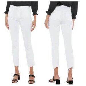New PAIGE Size 25 Cindy Crop Jeans Destroyed Raw Hem in Crisp White **Stain**